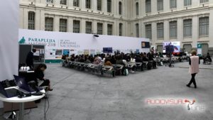 Montaje audiovisual del Simposio de Paraplejia en la Galería de Cristal del Palacio de Cibeles