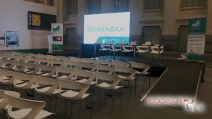 Montaje audiovisual del Simposio de Paraplejia en la Galería de Cristal del Palacio de Cibeles