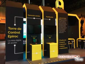 Equipamiento audiovisual del stand de Epiroc